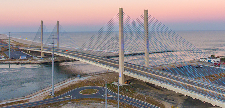 Indian River Inlet bridge at sunset